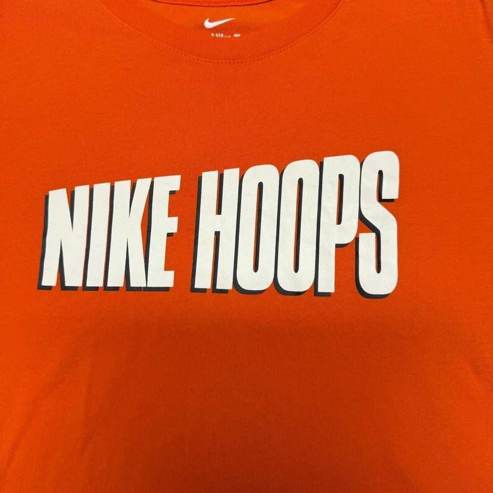 Nike Mens Hoops Basketball T-Shirt‎ XXL Orange Graphic Short Sleeve